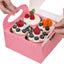 25 Cajas Rosas para Cupcakes 6.3x6.3x3" con Ventana