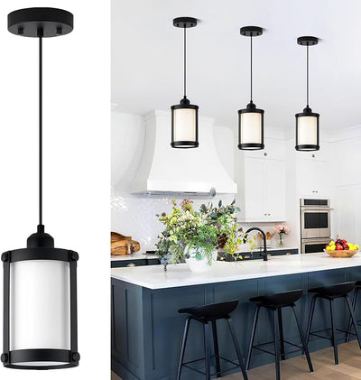 Luz colgante isla cocina estilo granja vidrio esmerilado