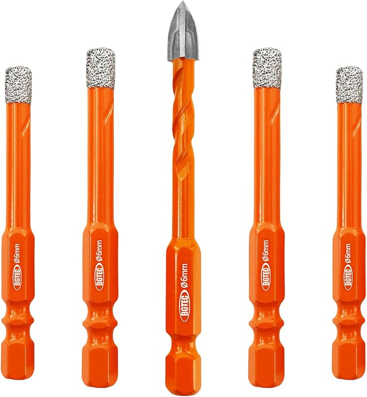 Juego 5 Brocas Diamante 1/4pulg x4pulg para Azulejos Cerámica
