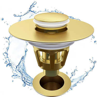 Tapón drenaje lavabo baño desplegable antiobstrucción dorado