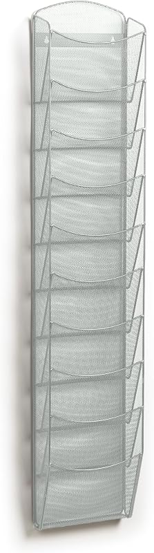 Revistero pared 10 bolsillos acero inox 5579SL plateado