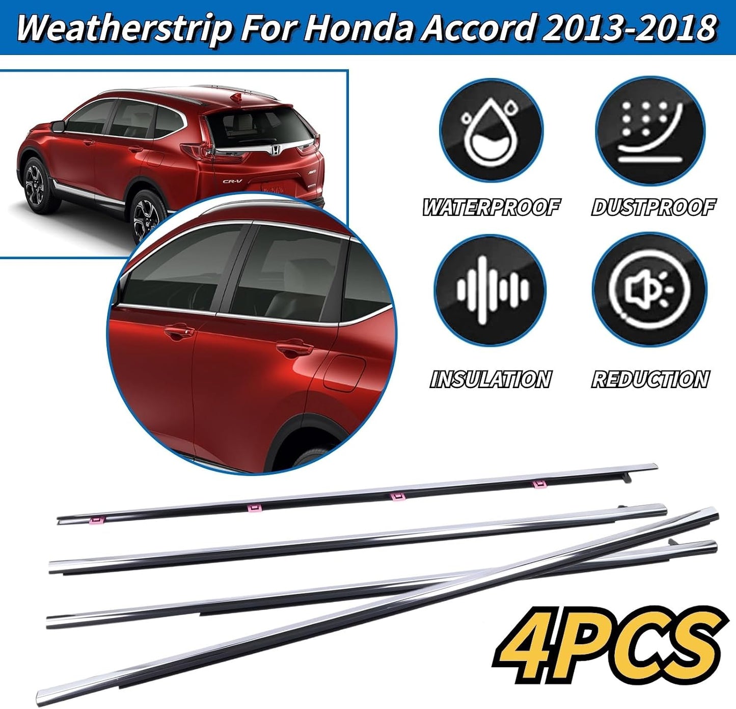 4 Pzas Burletes Ventana Honda Accord 13-18