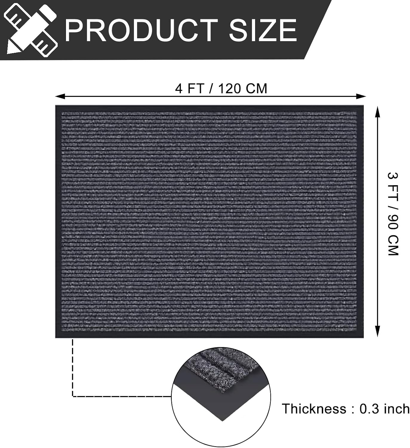Tapete 3x4ft antiderrap gris entrada hogar