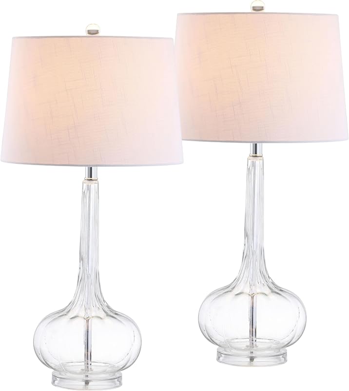 2 Pzas Lámpara Mesa Bette Vidrio Lágrima LED Contemporánea