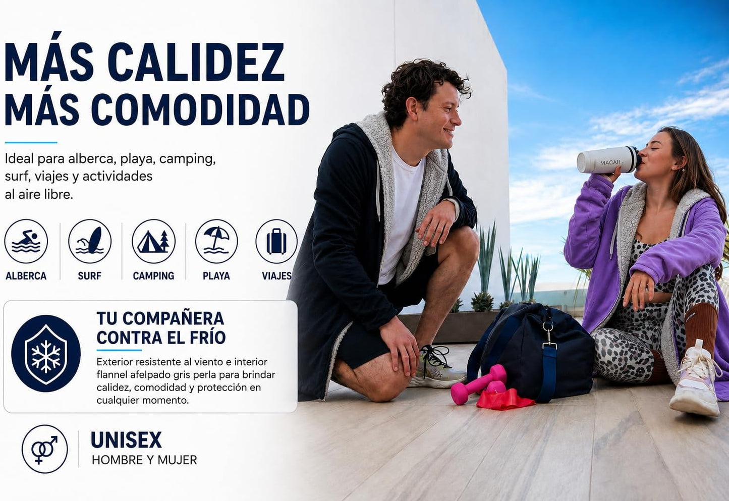 Parka natación impermeable forro polar piscina aire libre