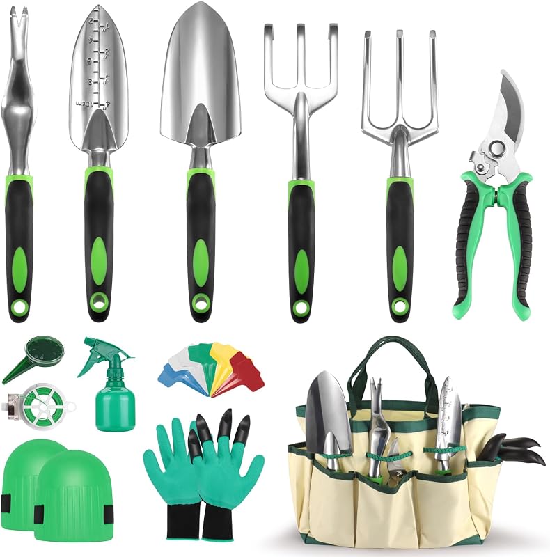 Set 19 Pzas Herramientas Jardín Acero Inox con Bolsa