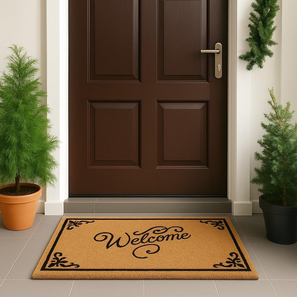 Alfombra fibra coco 17x30pulg uso exterior e interior