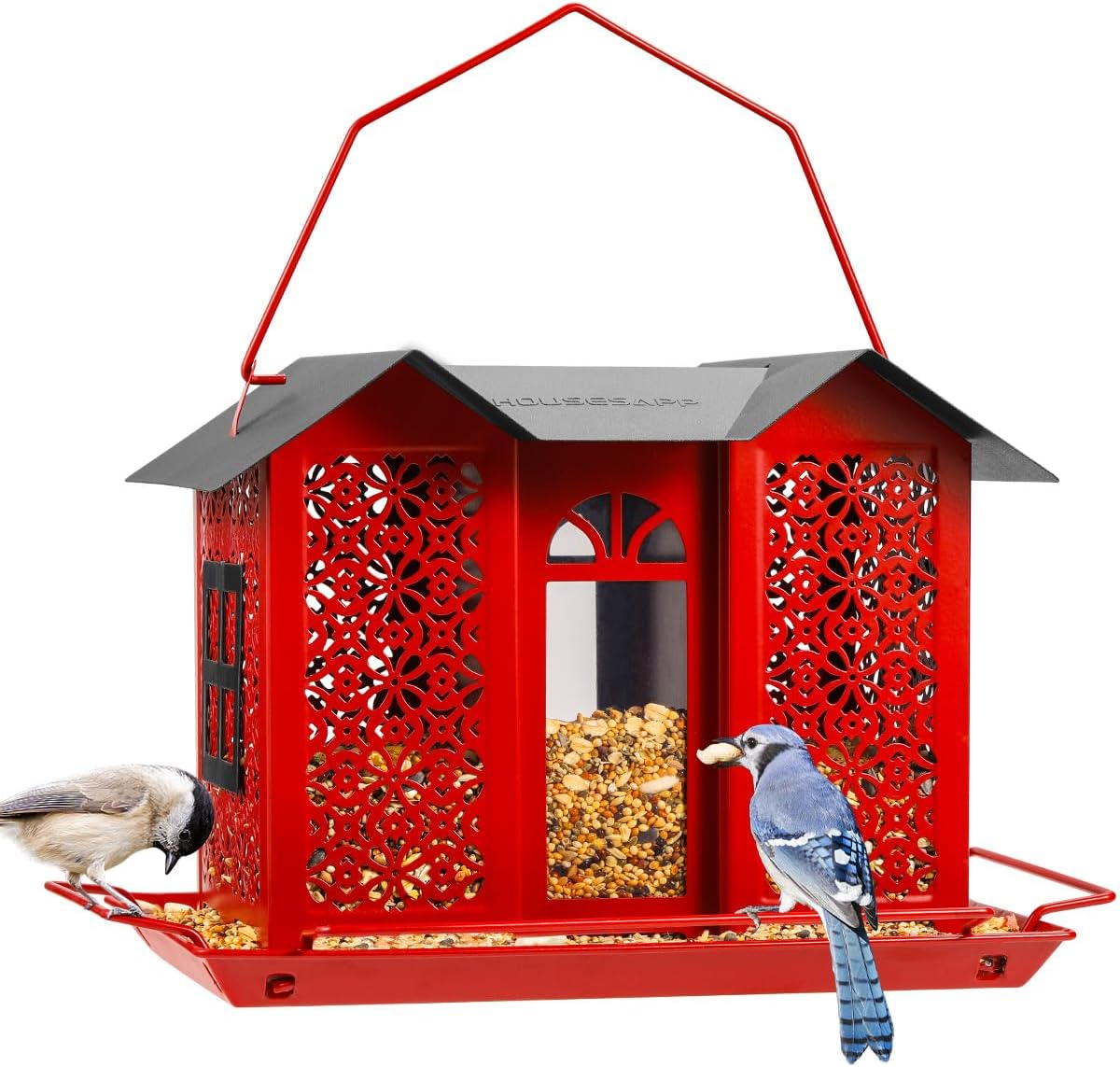 Comedero exterior metal malla para pájaros
