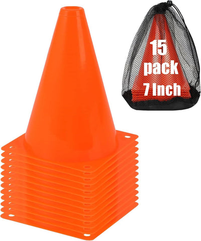 Conos fútbol 7" con bolsa 15 conos deportivo plástico