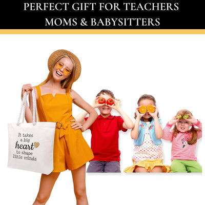 Regalo para profesora mujer resistente lavable asa cuerda blanco