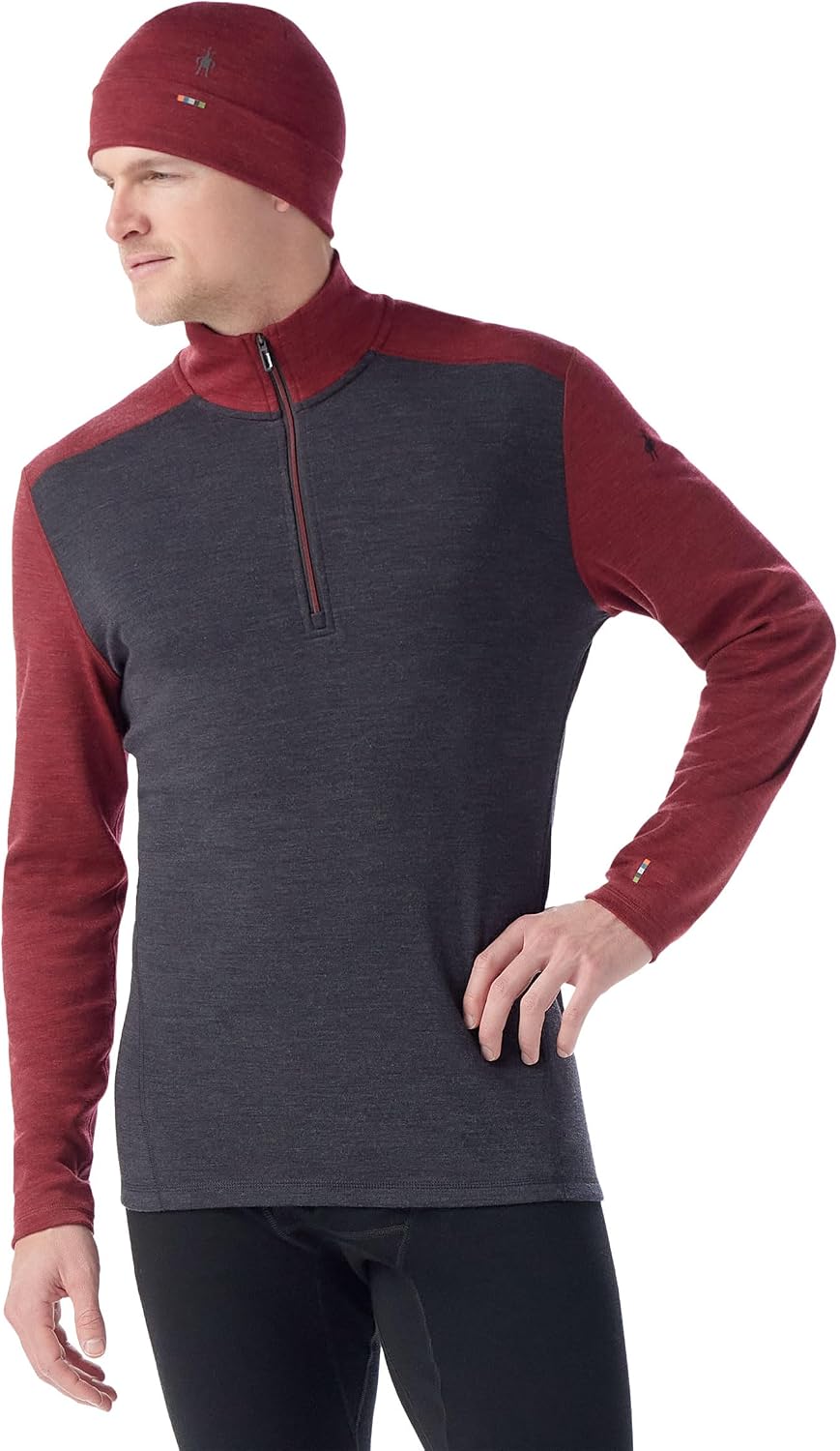 Capa base térmica merino clásica para hombre con cremallera