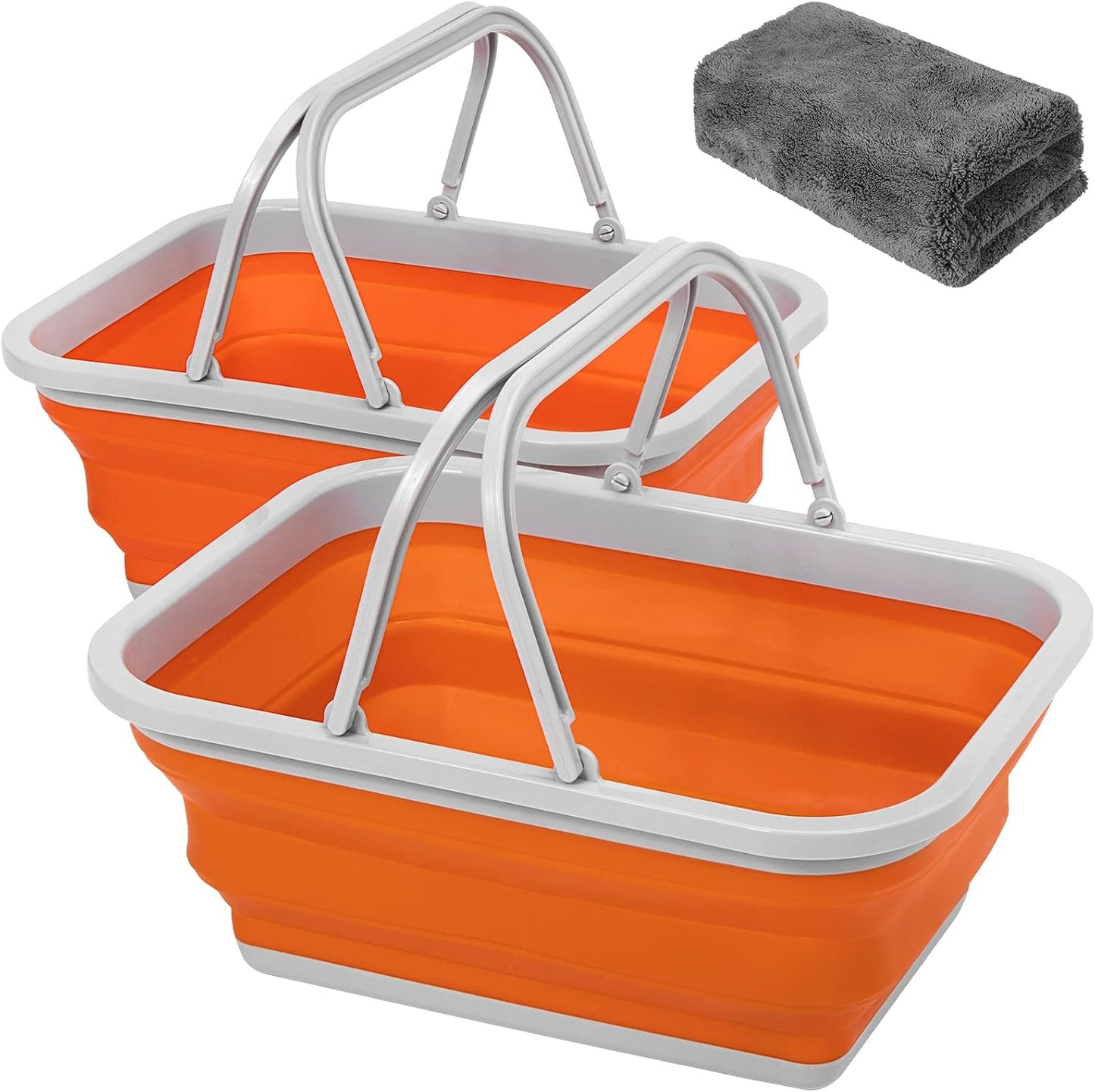 Fregadero plegable con toalla asa 9L para camping y hogar