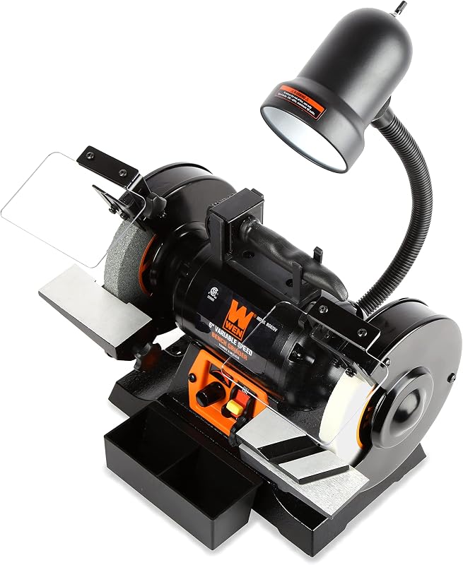 Esmeriladora banco 6pulg velocidad variable 2.5A luz negro