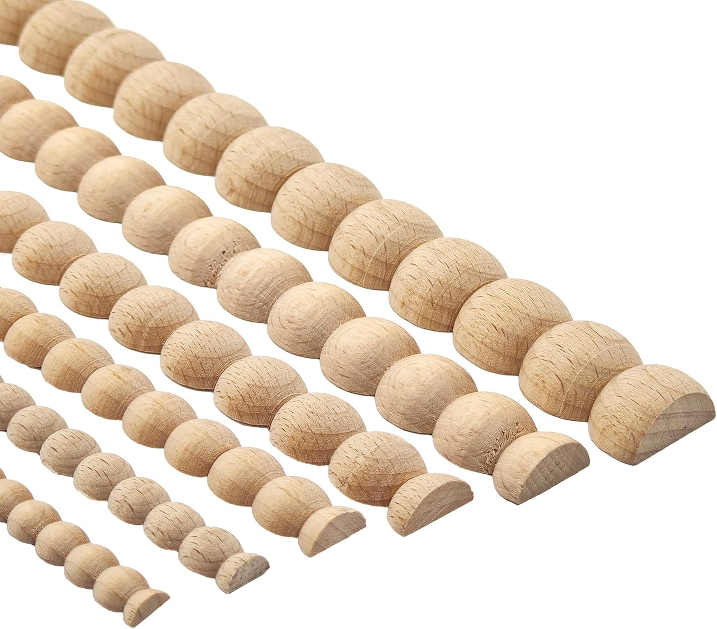 Moldura madera semicircular sin terminar 15.75pulg 15 Pzas