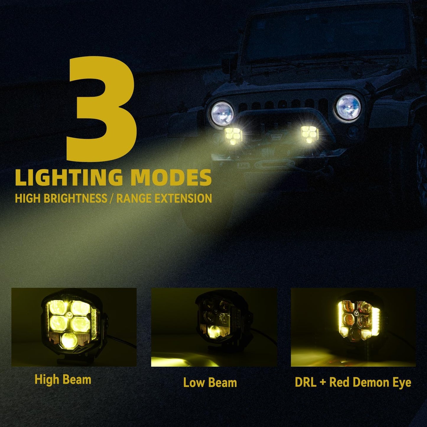 Luz ámbar 7pulg 95W alta y baja 10800lm para Wrangler