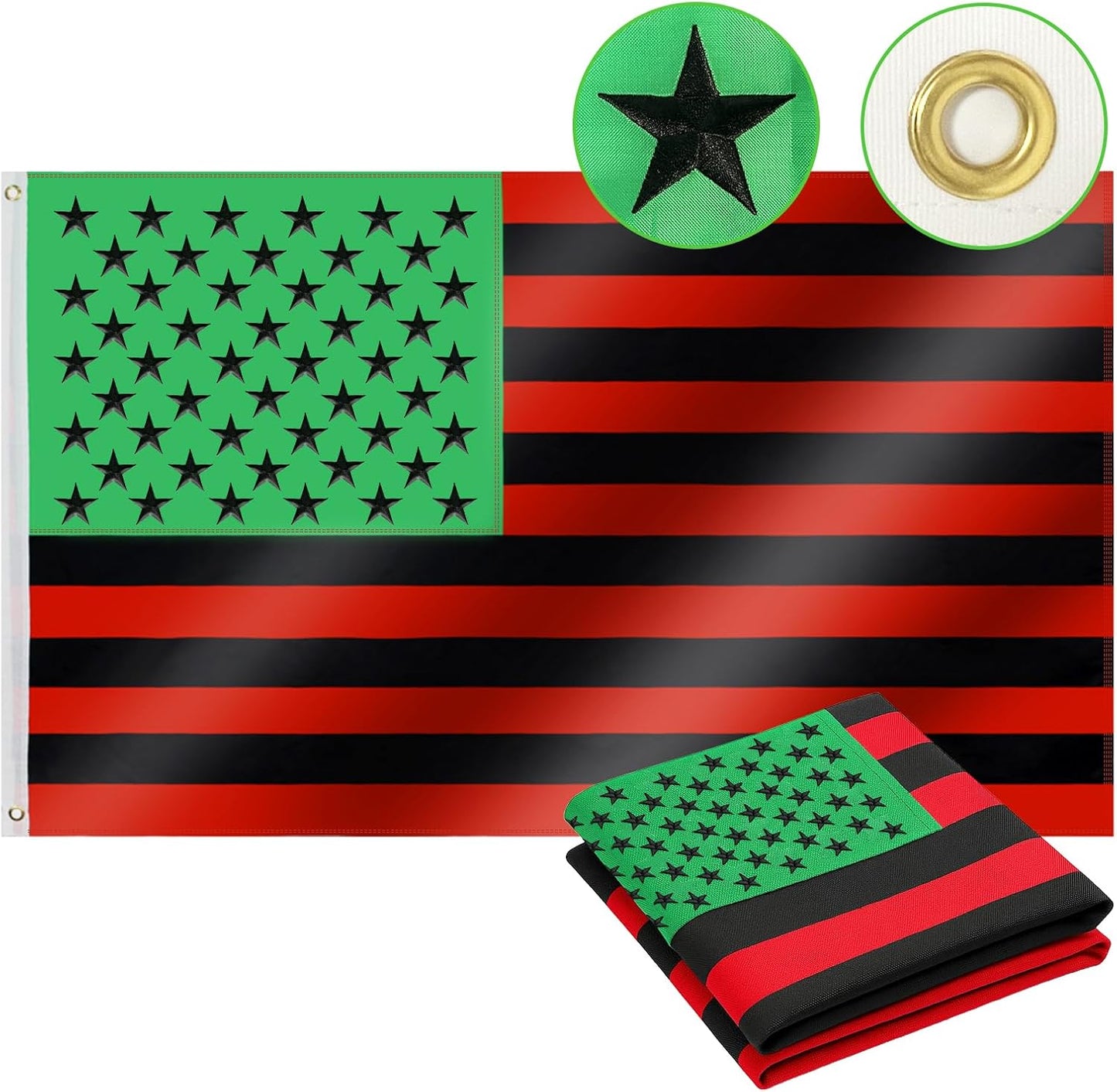 Bandera 3x5ft doble cara rojo negro verde