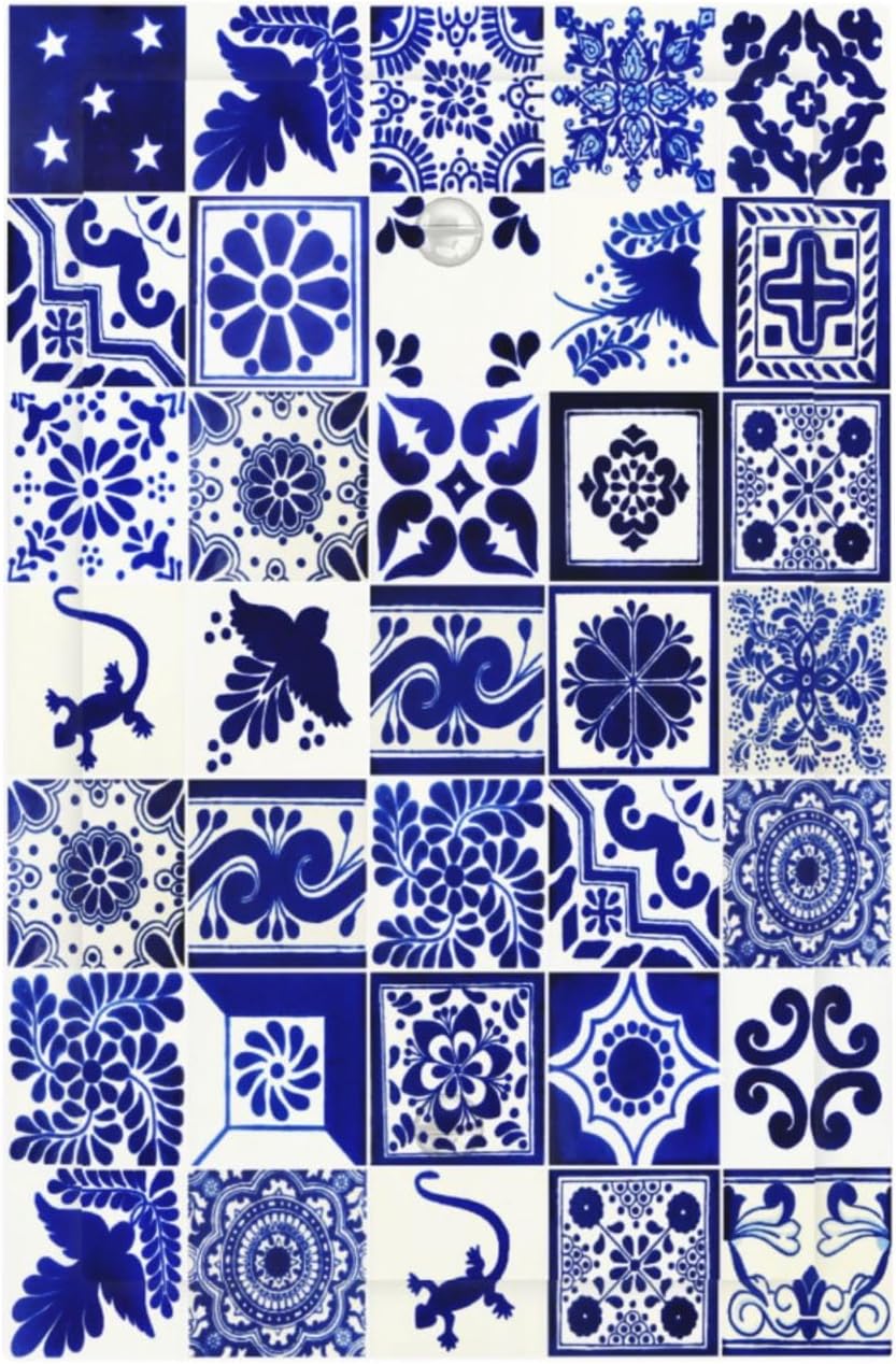 Azulejo bohemio cubierta interruptor luz azul y blanco decorativo