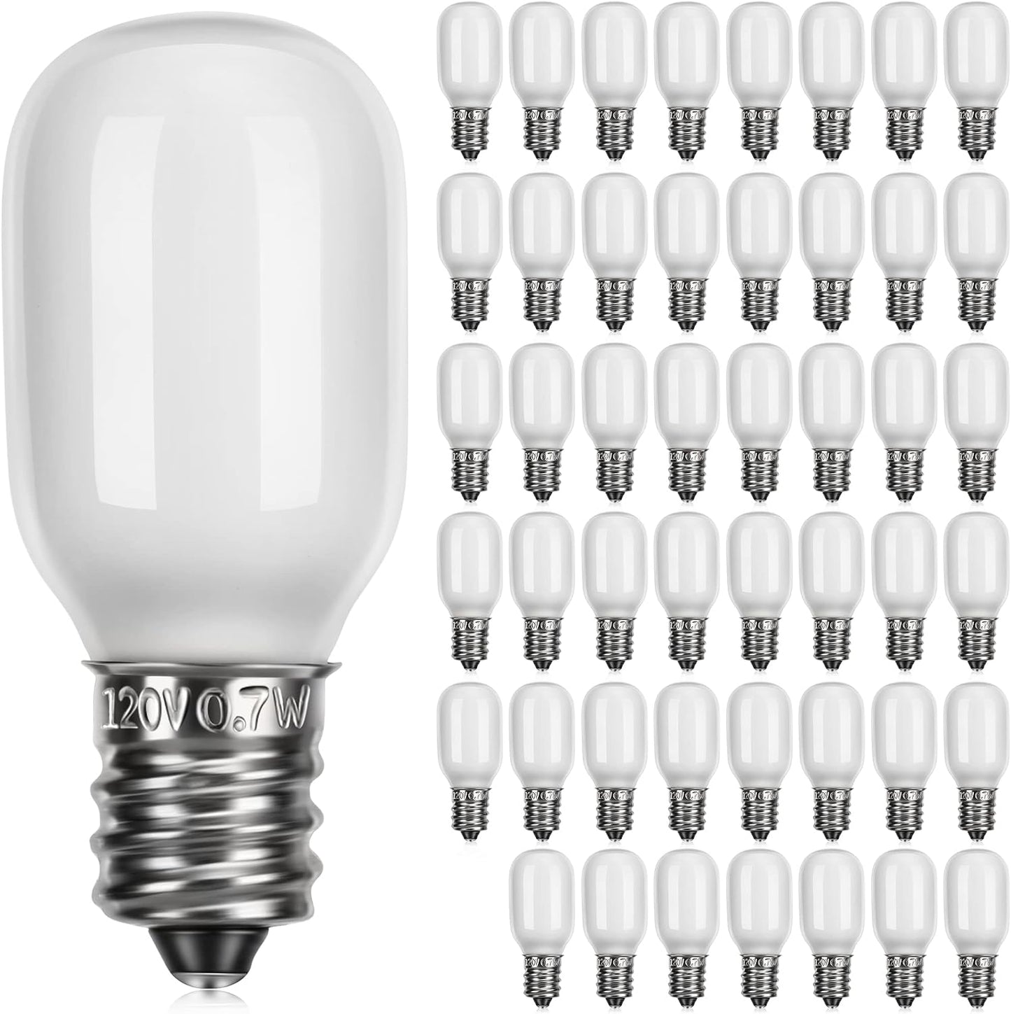 48 Pzas Bombillas LED T20 E12 0.7W 120V para Navidad