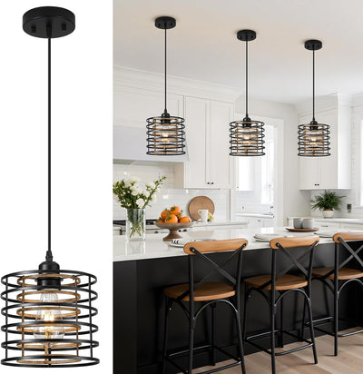 Lámparas colgantes de madera para cocina comedor oficina negro