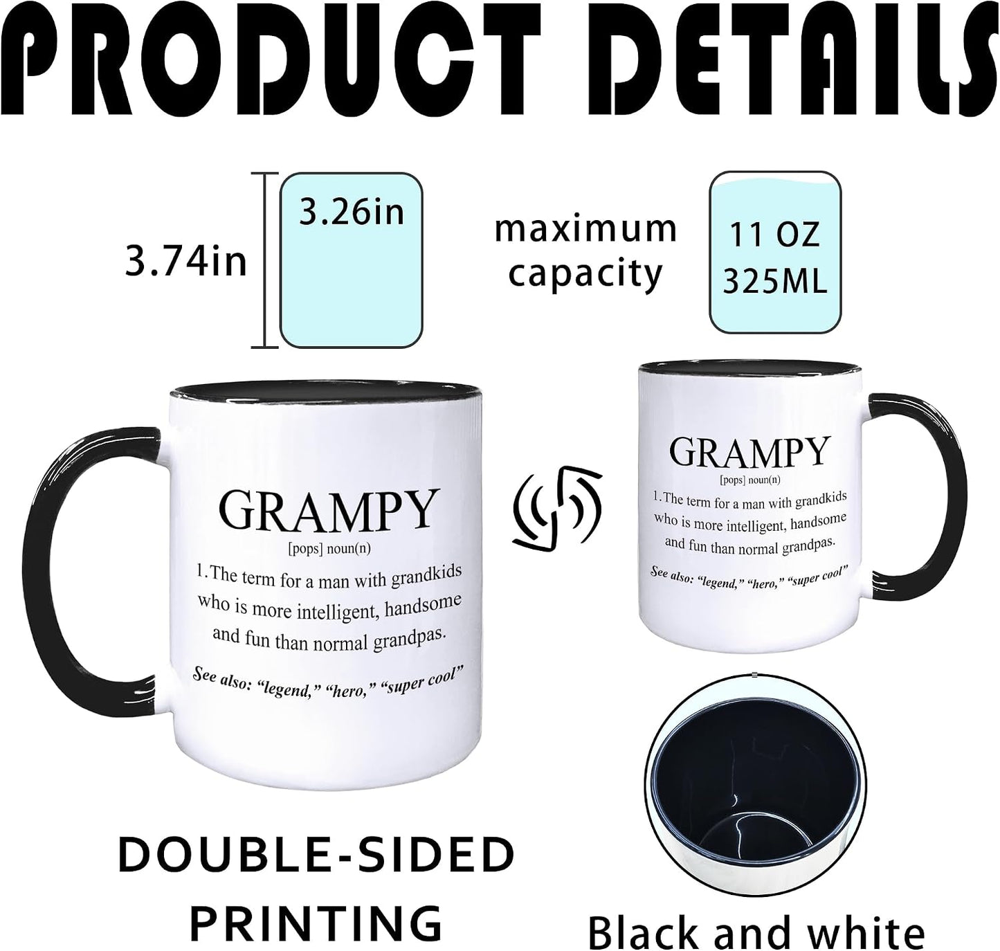 Taza café cerámica Grampy regalo abuelos