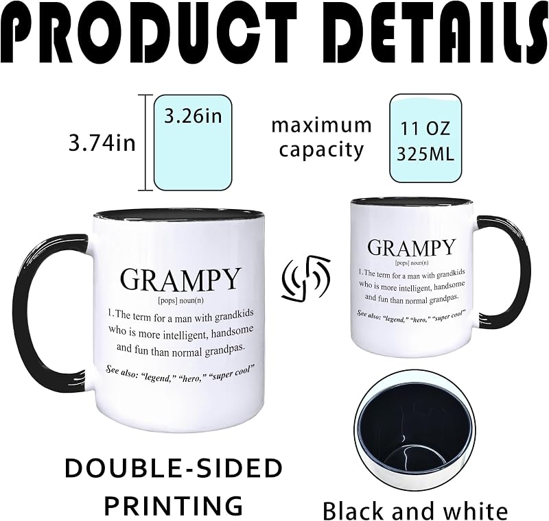 Taza café cerámica Grampy regalo abuelos