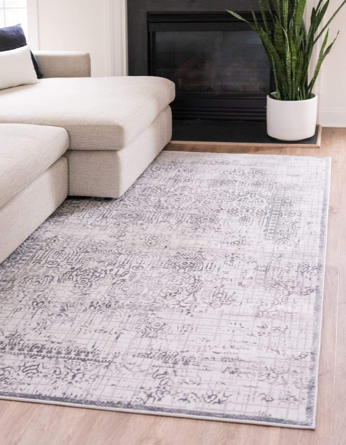 Alfombra área Stanhope 4x6ft rectangular gris/beige