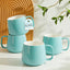 Set 4 Tazas Cerámica 16oz Apilables Turquesa