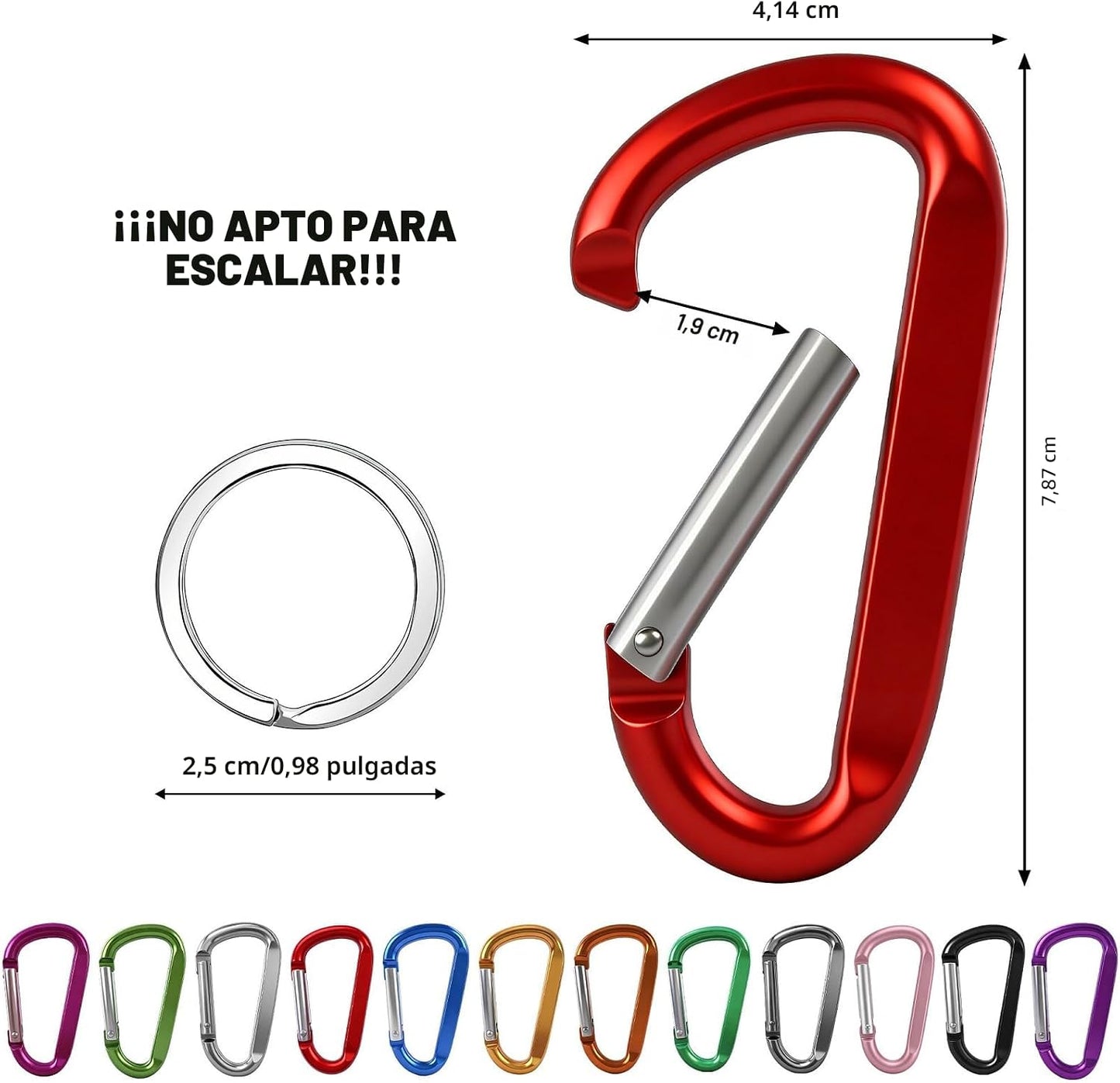 12 Clips Mosquetón Aluminio 3pulg Hebilla