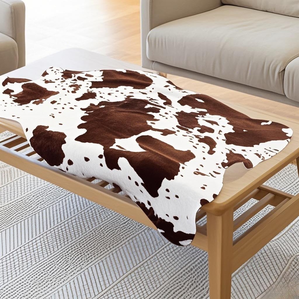 Alfombra vaca sintética antideslizante 43x29pulg marrón