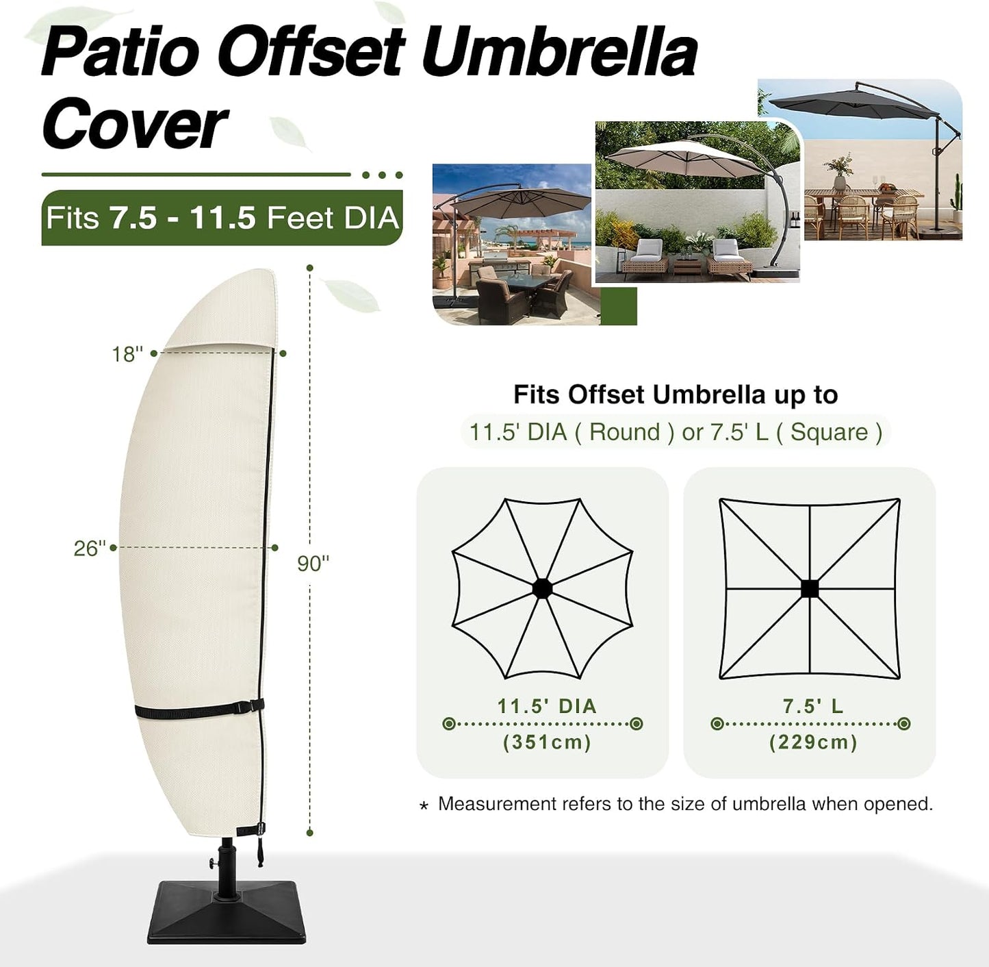Funda sombrilla patio impermeable 7.5-11.5pulg beige