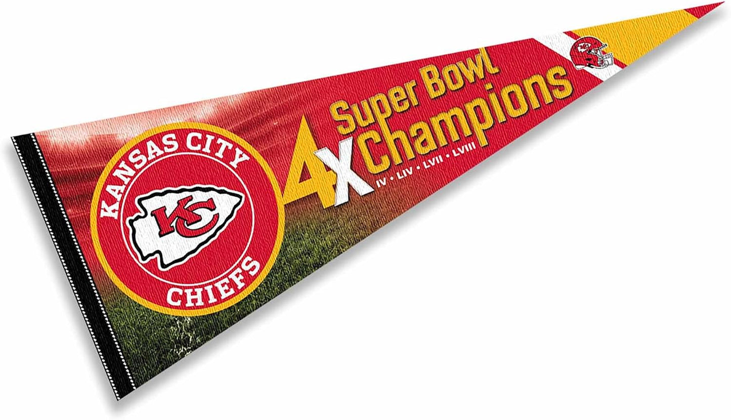 Banderín Chiefs Super Bowl 2024 4 veces campeón