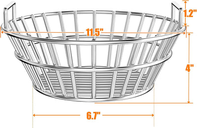 Cesta ceniza carbón huevo mediano grande acero inox asas parrilla