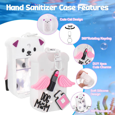 Funda silicona perro con llavero desinfectante blanco