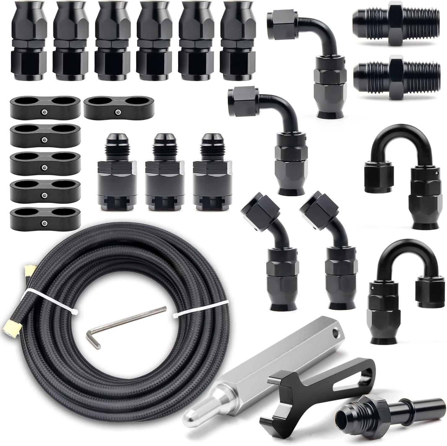Kit manguera combustible PTFE 8AN con conector AN8 26pies