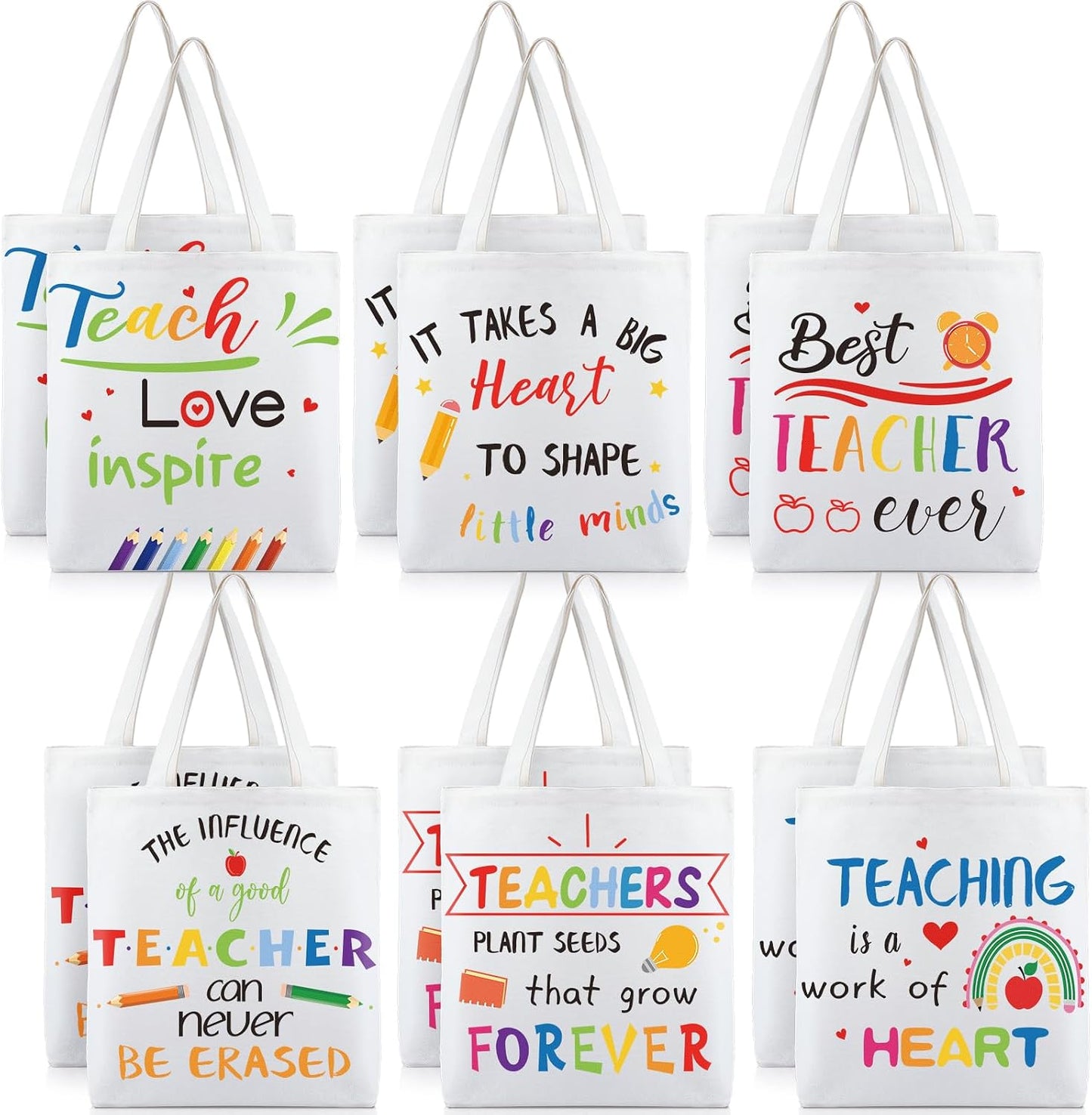 12 Bolsas Lona Regalo Profesores Navidad Escuela