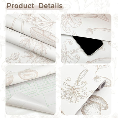 Papel tapiz hongos autoadhesivo beige decorativo para baños