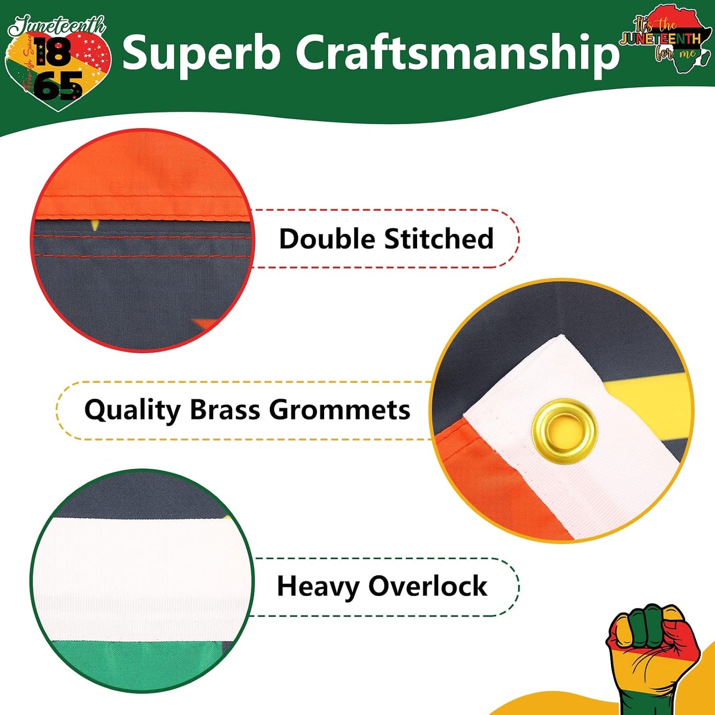 Banderas decorativas 3x5ft doble impresa estadounidense y africana