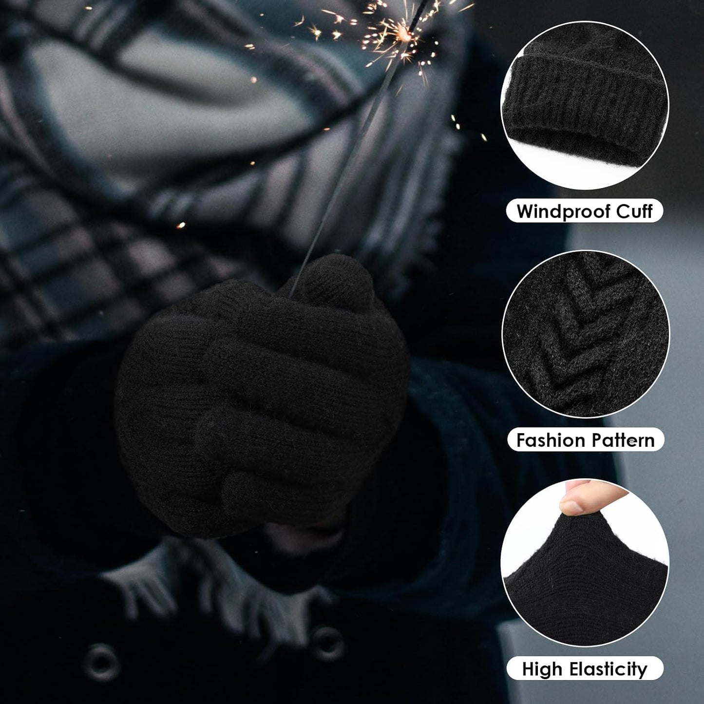 Guantes invierno mujer pantalla táctil elásticos suaves forro punto
