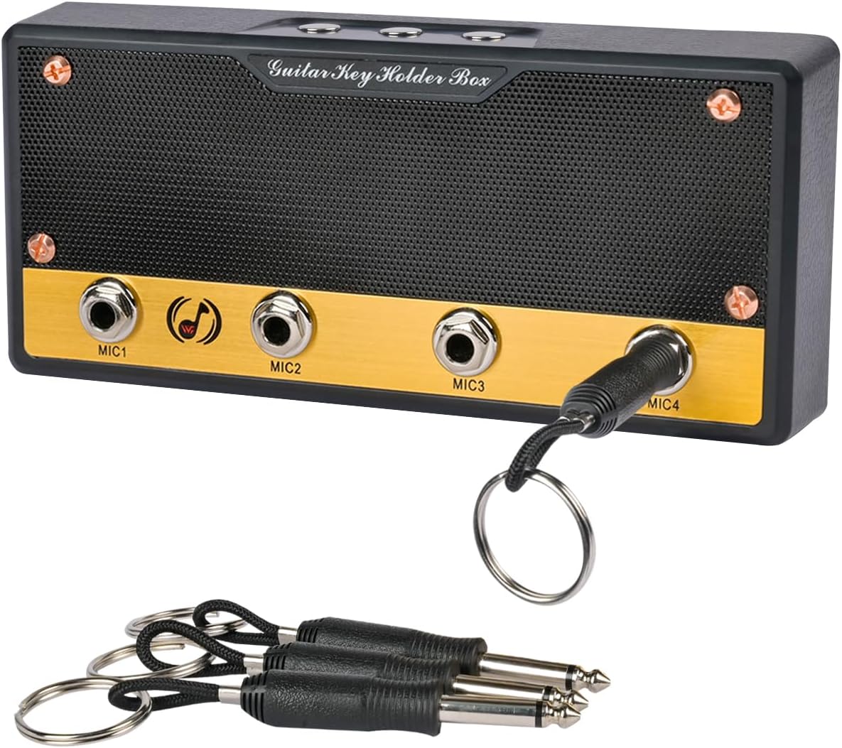 Caja llaves guitarra con ganchos y kit montaje pared