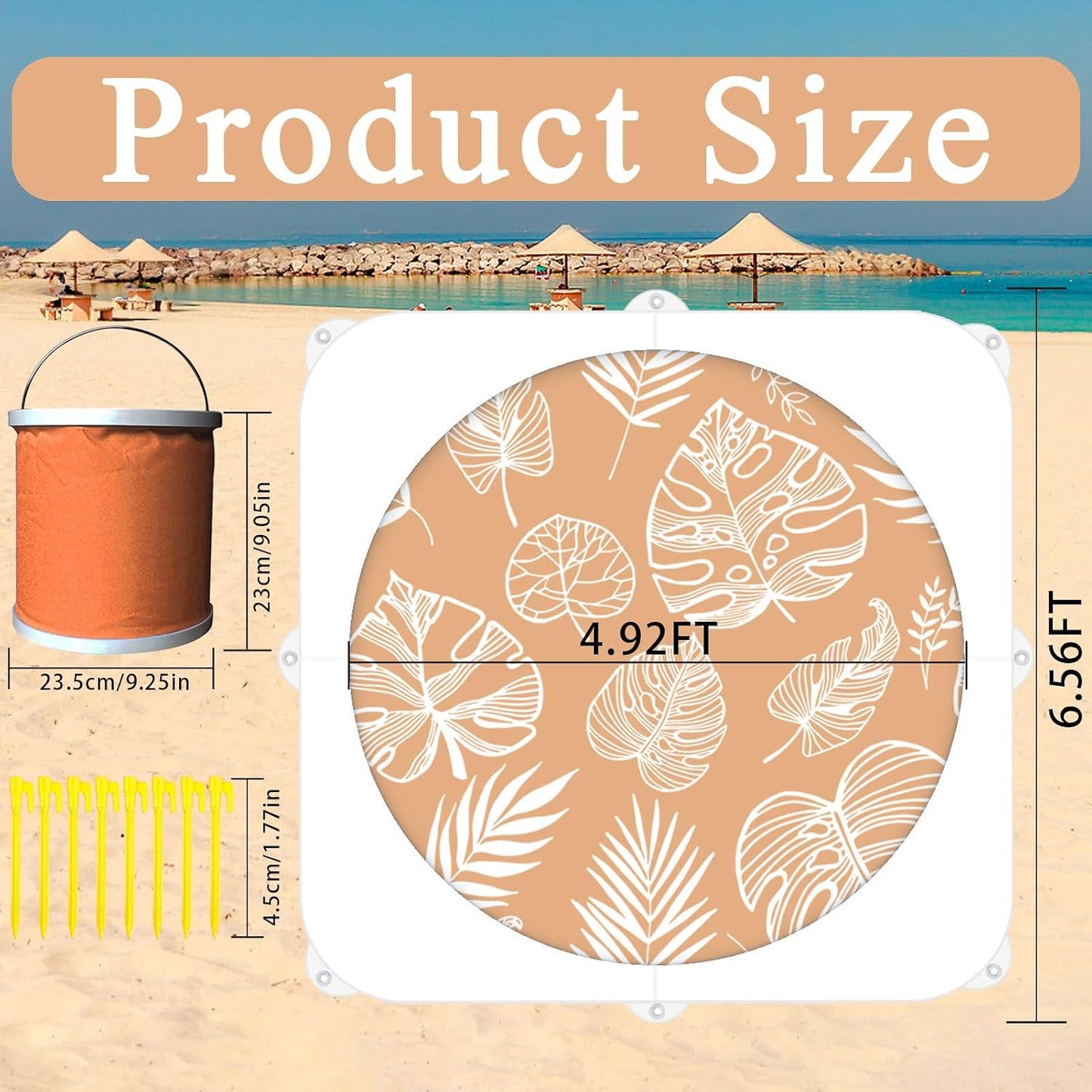 Piscina playa bebé manta impermeable 2en1 6.5x6.5ft plegable