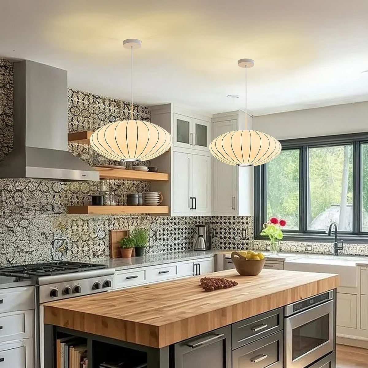 Lámpara colgante 19.7pulg estilo seda para sala comedor cocina