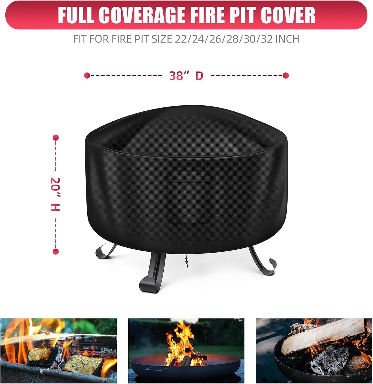 Cubierta chimenea redonda 38" tela Oxford impermeable