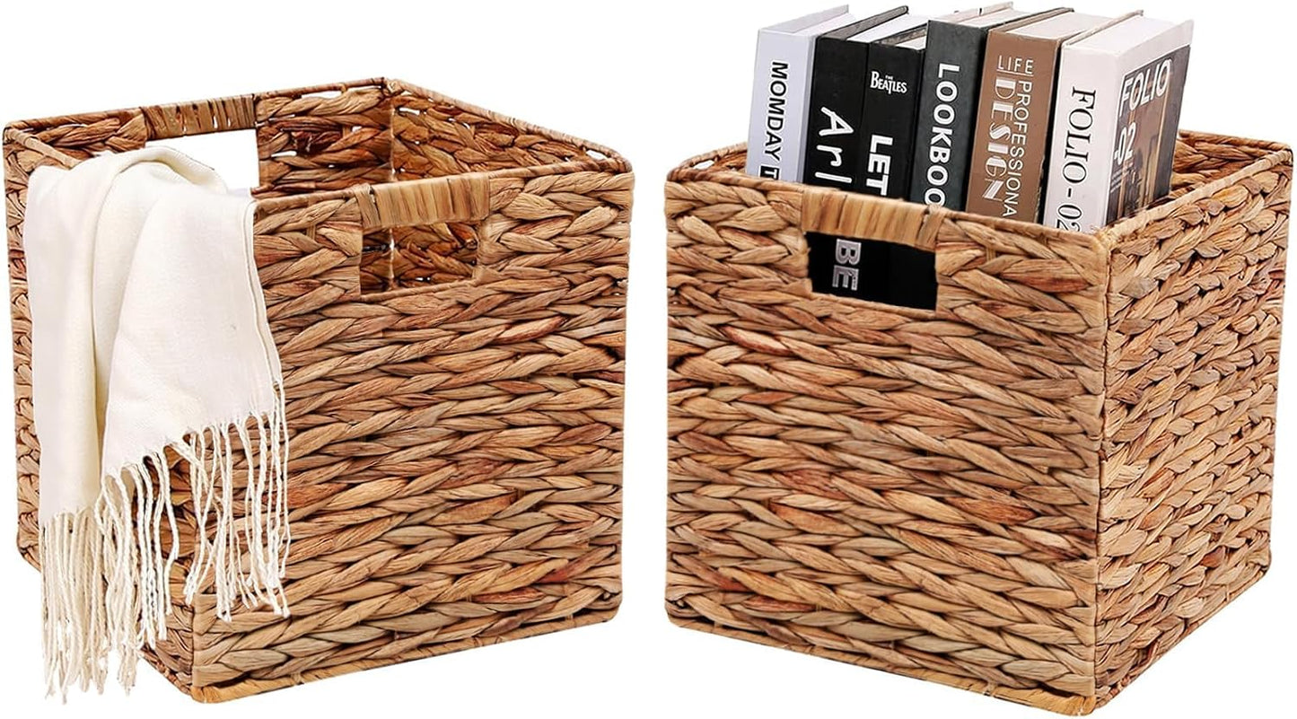 2 Pzas Cestas Mimbre 11x11" Plegables