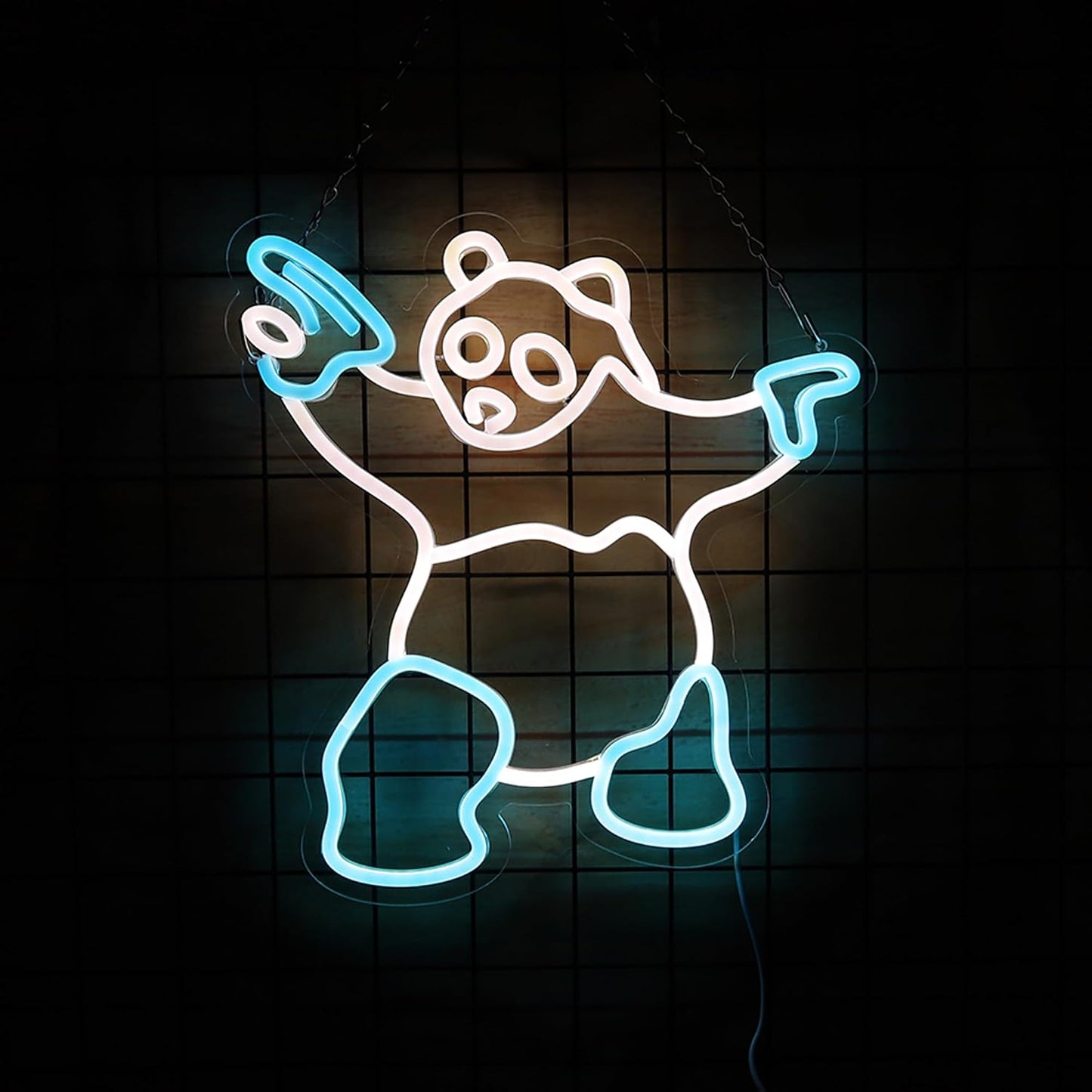 Señal neón panda para decorar habitación y cueva hombre