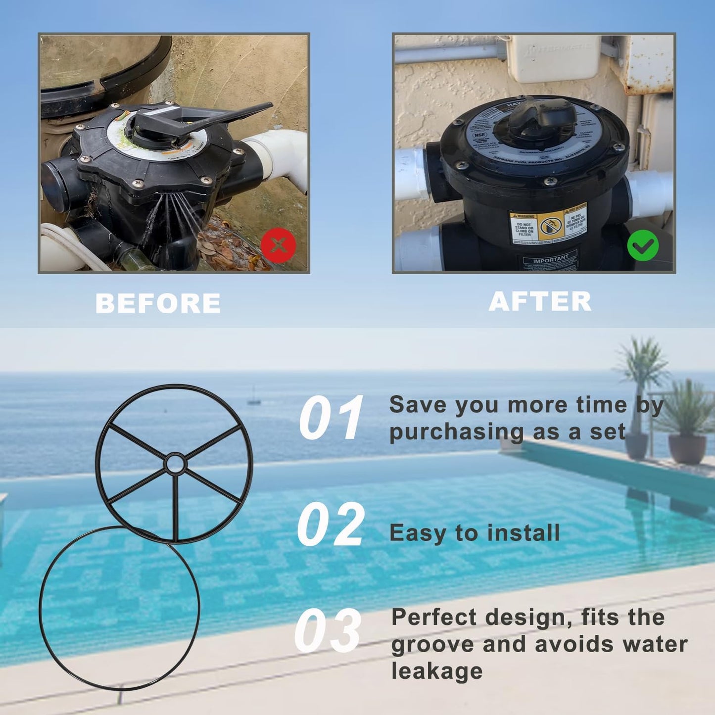 Junta desviadora y kit tórica para válvulas HiFlow piscina
