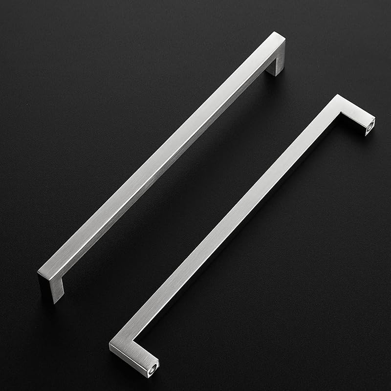 20 Tiradores Cuadrados Níquel Cepillado 10" Cajones
