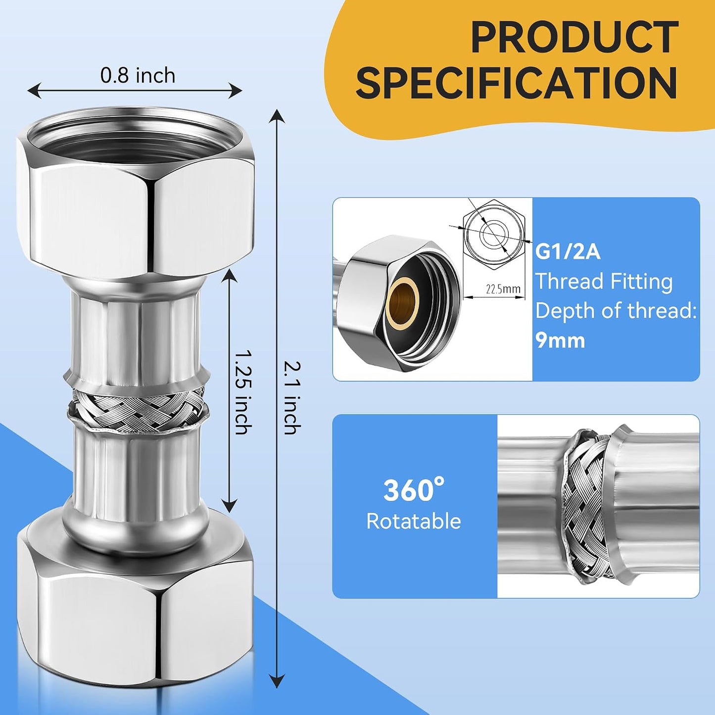 2 Accesorios Fontanería RV Adaptador 1/2pulg Metal