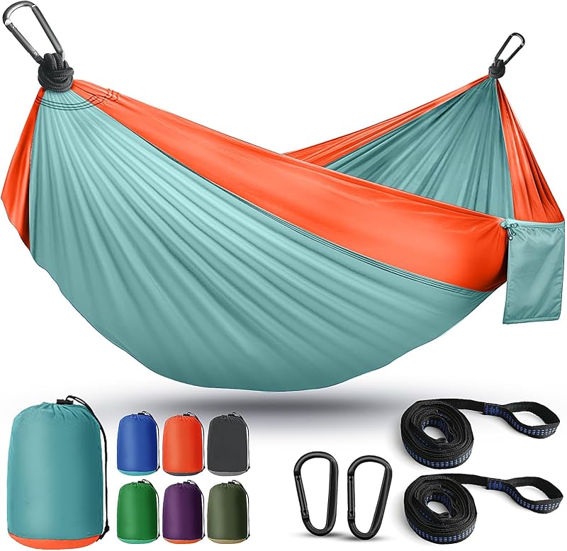 Hamaca portátil nailon para campamento individual doble naranja