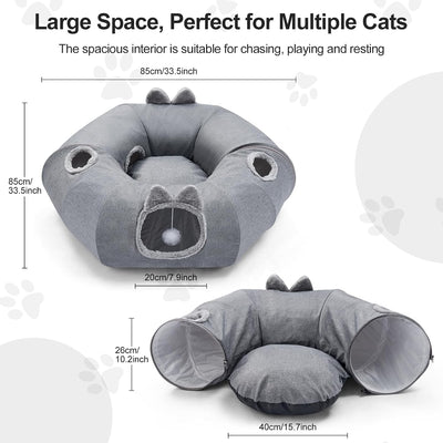Túneles lino gatos cama enfriamiento suave gris