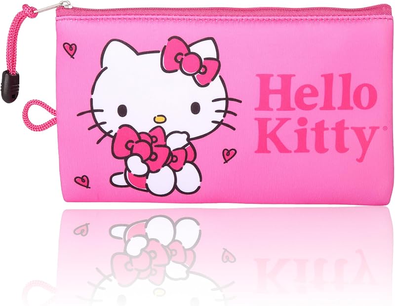 Bolsa maquillaje neopreno rosa con cremallera para viajes